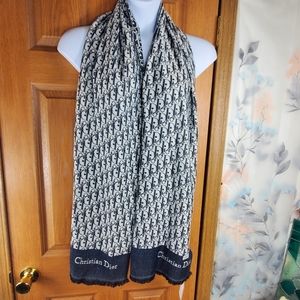 Christian Dior Silk Twill Stole Fringe Edged Wrap